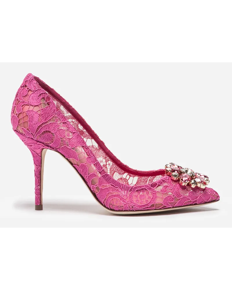Dolce & Gabbana Pump In Taormina Lace With Crystals - Donna Décolleté E Slingback Fucsia Pizzo Fuxia