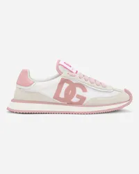 Dolce & Gabbana Sneaker Dg Cushion In Mix Materiali - Donna Sneaker Rosa Bianco