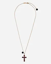 Dolce & Gabbana Family Cross And Rose Pendants On Yellow Gold Chain - Donna Collane Oro Oro