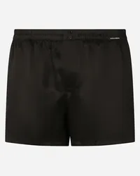 Dolce & Gabbana Shorts In Seta Con Etichetta Logo - Uomo Intimo E Loungewear Nero Seta Nero