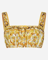 Dolce & Gabbana Top Con Spalline In Popeline Stampa Maiolica - Donna Camicie E Top Stampa Stampa