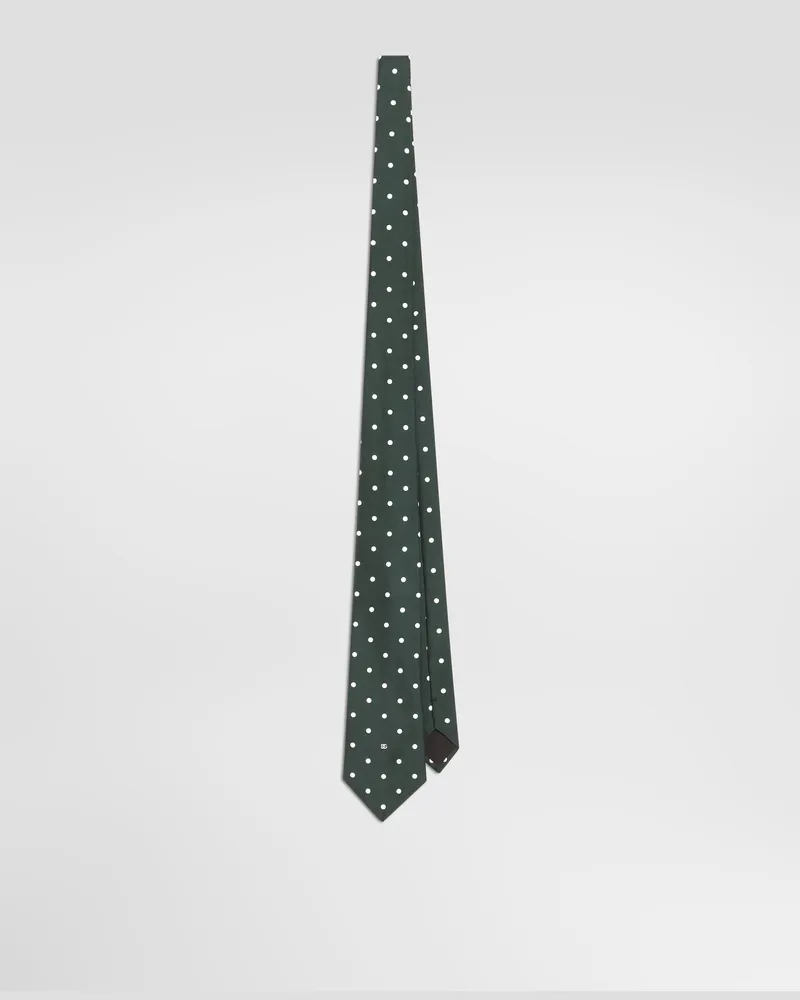 Dolce & Gabbana Cravatta In Twill Di Seta Stampa Pois - Uomo Collection 