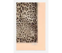 Sciarpa In Seta Creponne Stampa Leopardo - Donna Sciarpe E Foulard Stampa Animalier