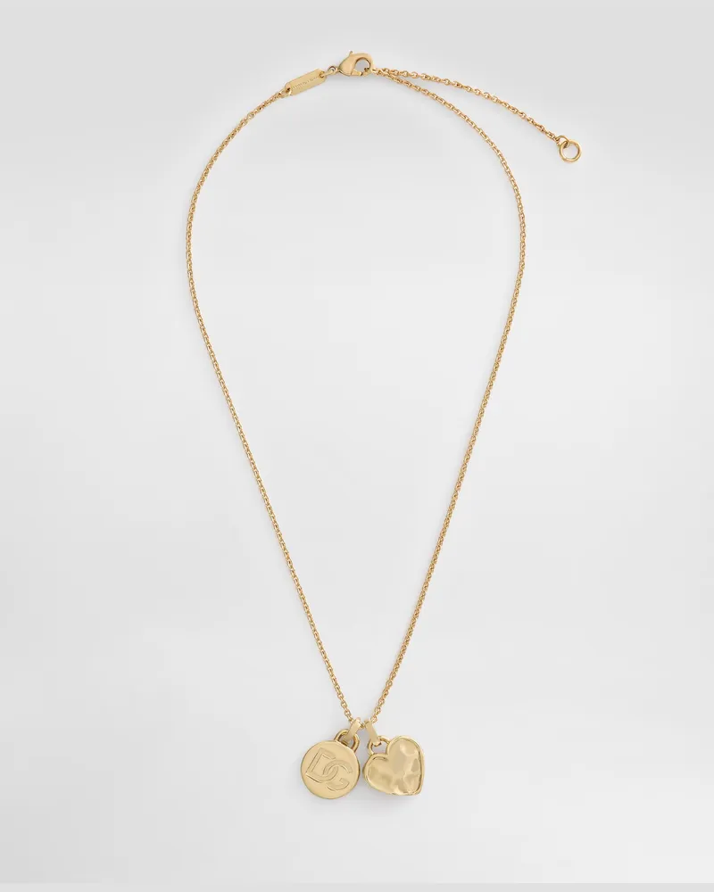 Dolce & Gabbana Collana Con Cuore E Medaglietta Logo - Donna Bijoux Oro Metallo Oro