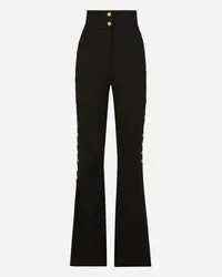 Dolce & Gabbana Pantaloni In Punto Stoffa Con Bottoni Lungo Fianco - Donna Pantaloni E Shorts Nero Tessuto Nero