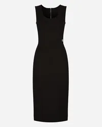 Dolce & Gabbana Sleeveless Milano Rib Midi Dress - Donna Abiti Nero Viscosa Nero