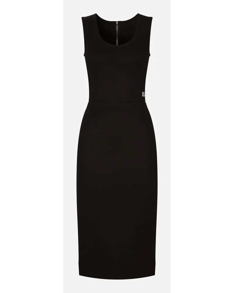 Dolce & Gabbana Sleeveless Milano Rib Midi Dress - Donna Abiti Nero Viscosa Nero