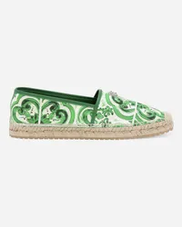 Dolce & Gabbana Espadrilla In Canvas Stampa Maiolica - Uomo Sandali E Slide Stampa Stampa