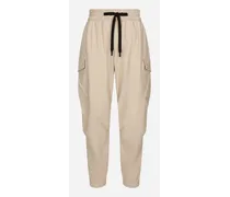 Pantalone Cargo In Cotone Stretch Con Placca - Uomo Pantaloni E Shorts Beige