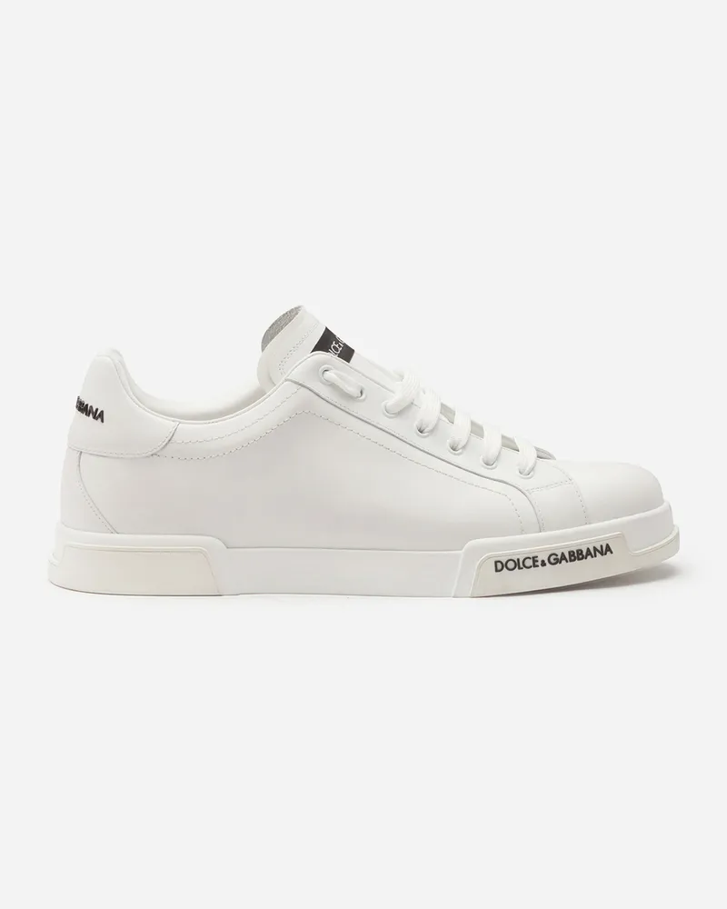 Dolce & Gabbana Sneaker Portofino In Vitello Nappato - Uomo Sneaker Bianco Pelle Bianco