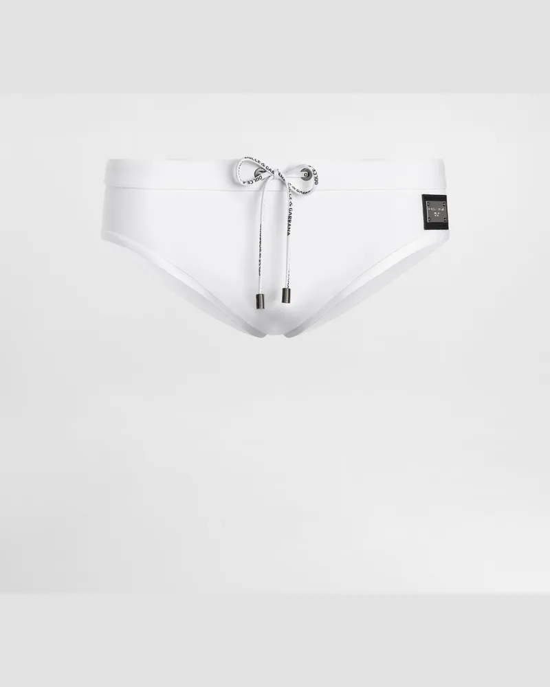 Dolce & Gabbana Speedo Alto - Uomo Beachwear Bianco Jersey Bianco