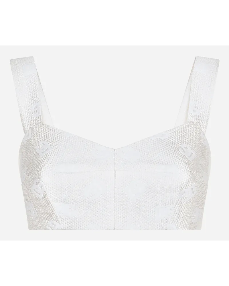Dolce & Gabbana Top In Jacquard Logo Dg Allover - Donna Camicie E Top Bianco Bianco