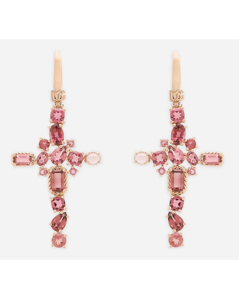 Dolce & Gabbana Orecchini Anna In Oro Rosso 18kt Con Tormaline Rosa - Donna Orecchini Rosso Oro Rosso