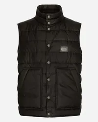 Dolce & Gabbana Gilet Nylon Con Placca Logata - Uomo Cappotti E Giubbotti Nero Nylon Nero