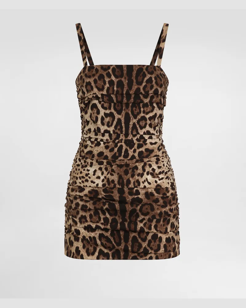 Dolce & Gabbana Abito In Charmeuse Stampa Leo - Donna Abiti Stampa Animalier Seta Leo