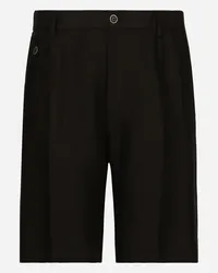 Dolce & Gabbana Bermuda In Lino - Uomo Pantaloni E Shorts Nero Lino Nero