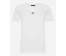 T-shirt In Cotone Con Logo Dg Crystal - Donna T-shirts E Felpe Bianco Cotone