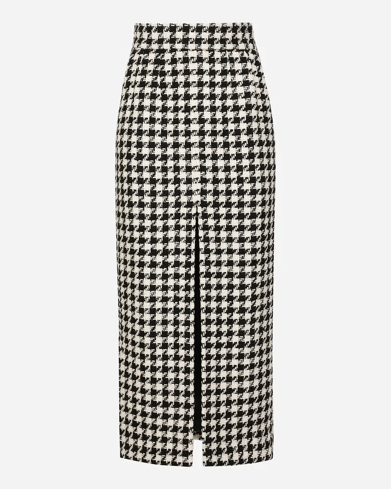 Dolce & Gabbana Gonna Lunga In Macro Pied De Poule - Donna Gonne Multicolore Quadri-check-tartan