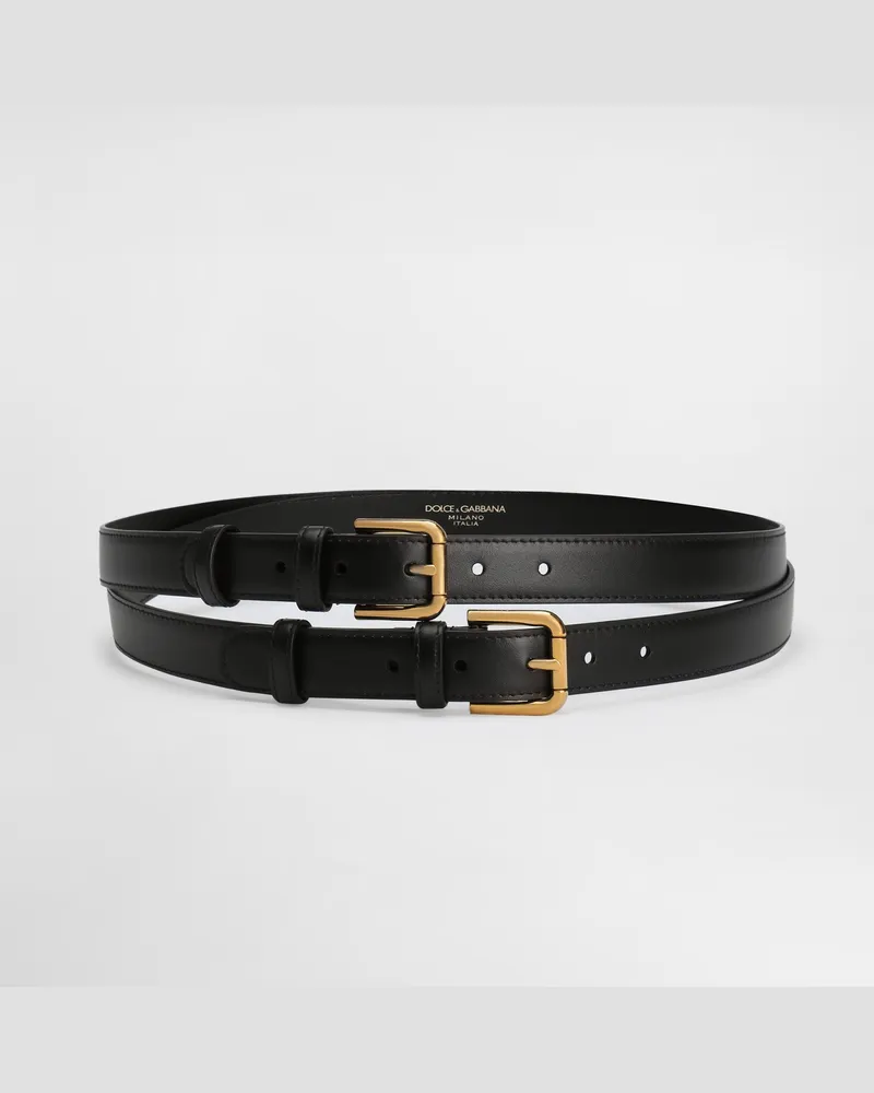 Dolce & Gabbana Cintura In Pelle Di Vitello Doppio Giro - Donna Cinture Nero Pelle Nero