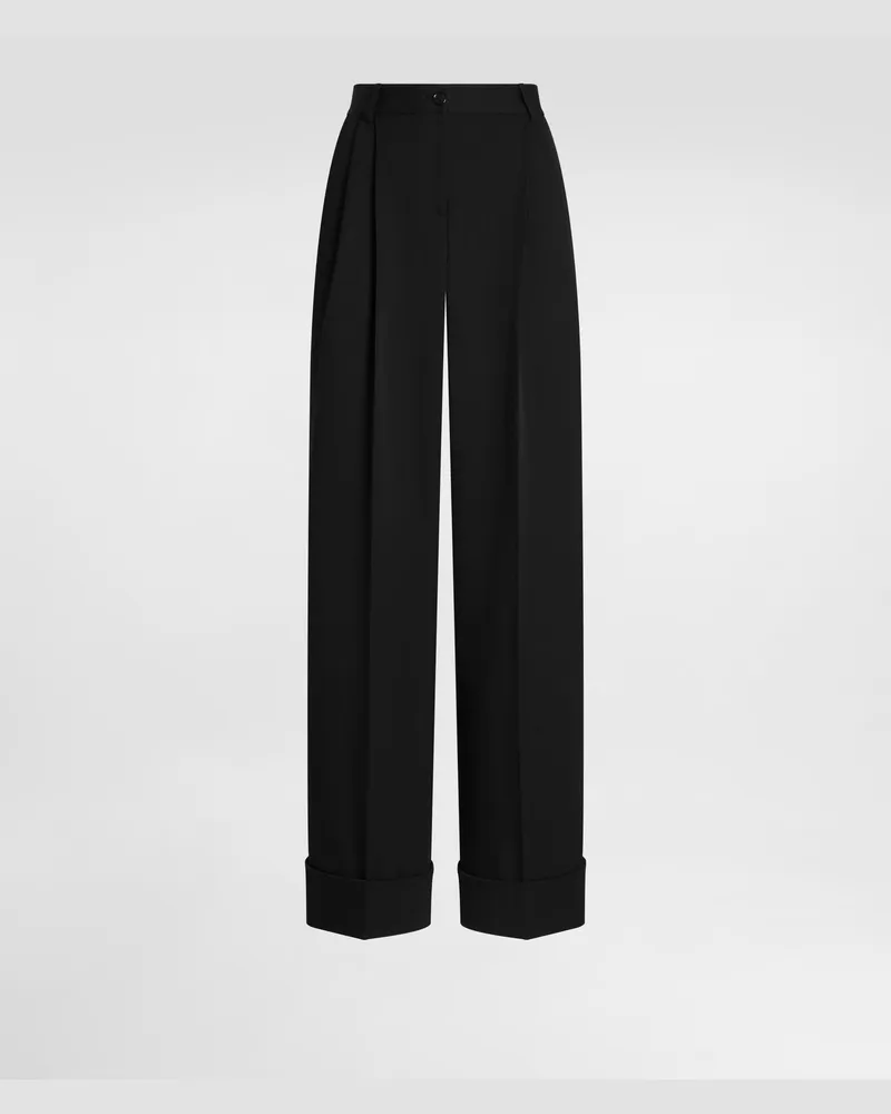 Dolce & Gabbana Pantaloni In Gabardina Di Lana - Donna Pantaloni E Shorts Nero Nero