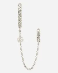 Dolce & Gabbana Mono Orecchino A Creola In Strass Con Catena - Donna Bijoux Argento Metallo Argento