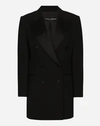 Dolce & Gabbana Giacca Doppiopetto In Tela Di Lana - Donna Giacche E Blazer Nero Lana Nero