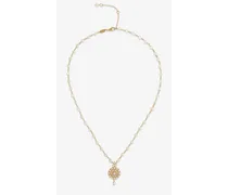 Romance Necklace In Yellow Gold With Pearls - Donna Collane Oro