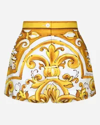 Dolce & Gabbana Shorts In Popeline Di Cotone Stampa Maiolica - Donna Pantaloni E Shorts Stampa Stampa