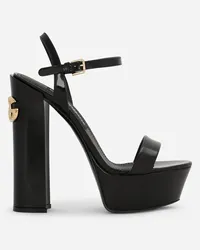 Dolce & Gabbana Sandalo Platform In Pelle Di Vitello Lucida - Donna Sandali E Zeppe Nero Pelle Nero