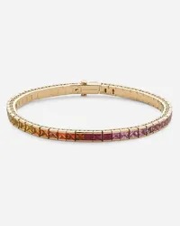 Dolce & Gabbana Bracciale Tennis In Oro Giallo 18kt Con Zaffiri Multicolor - Donna Bracciali Oro Oro Oro