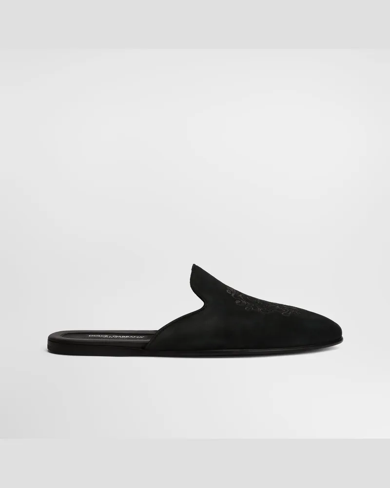 Dolce & Gabbana Pantofola In Pelle Di Vitello - Uomo Sandali E Slide Nero Nero