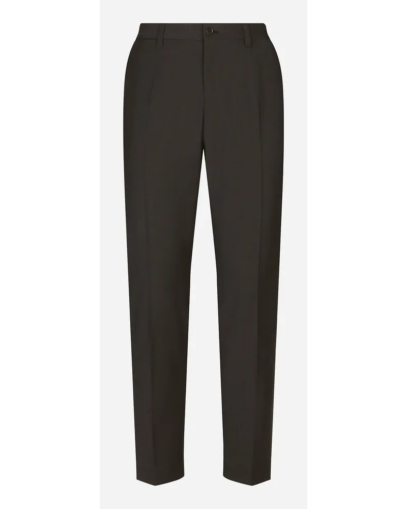 Dolce & Gabbana Pantalone Cotone Stretch Con Patch Dg - Uomo Pantaloni E Shorts Grigio Lana Melange