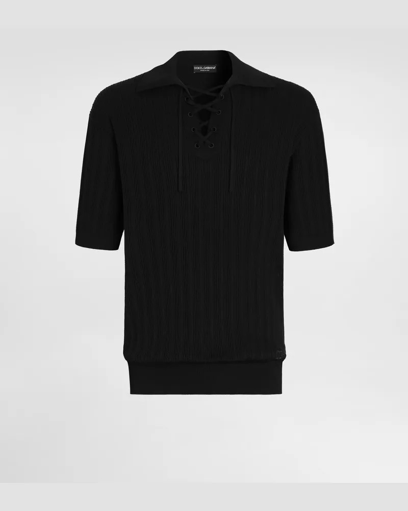 Dolce & Gabbana Polo Serafino In Cotone - Uomo Maglieria Nero Nero