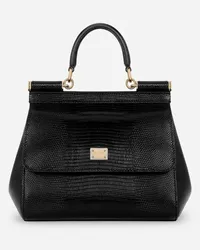 Dolce & Gabbana Borsa Sicily Piccola In Pelle Di Vitello Dauphine - Donna Borse A Mano Nero Pelle Nero