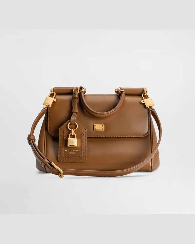 Dolce & Gabbana Borsa My Sicily In Pelle Di Vitello Plongé - Donna Borse A Mano Marrone Caramello