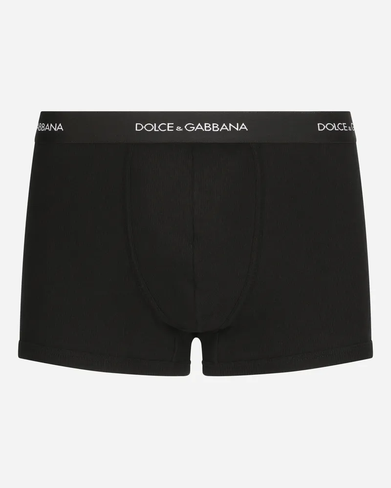 Dolce & Gabbana Boxer Regular Cotone A Costine - Uomo Intimo E Loungewear Nero Cotone Nero