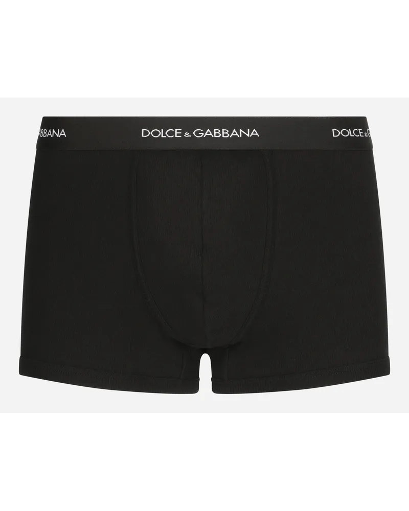 Dolce & Gabbana Boxer Regular Cotone A Costine - Uomo Intimo E Loungewear Nero Cotone Nero