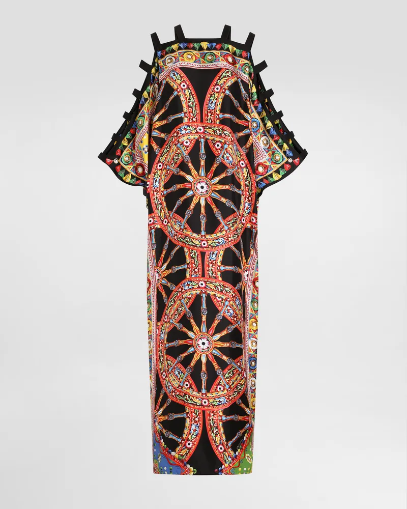 Dolce & Gabbana Abito Kaftano In Twill Stampa Carretto - Donna Abiti Multicolore Variante