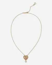 Dolce & Gabbana Devotion Necklace In Yellow Gold With Diamonds And Pearls - Donna Collane Oro Oro