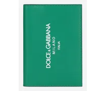 Porta Passaporto In Pelle Di Vitello Con Logo - Uomo Portafogli E Piccola Pelletteria Verde Pelle