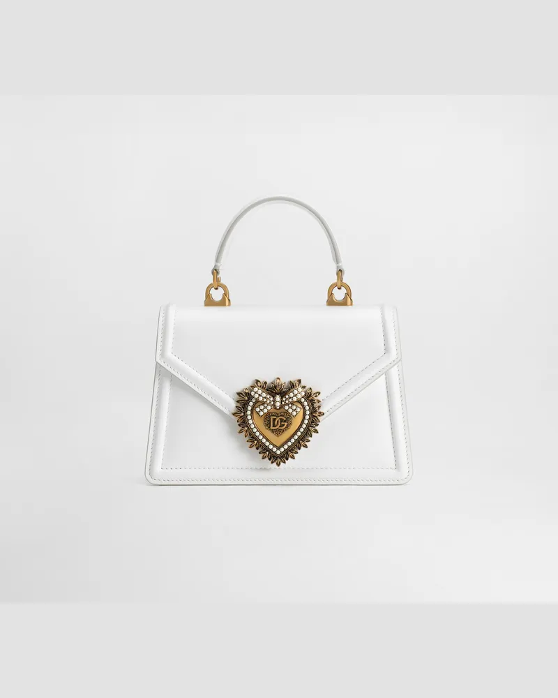 Dolce & Gabbana Borsa Devotion Piccola In Vitello Liscio - Donna Borse A Spalla E Tracolla Bianco Pelle Bianco