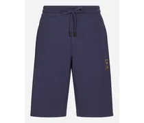 Bermuda Jogging In Jersey Con Ricamo - Uomo Pantaloni E Shorts Blu Cotone