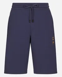 Dolce & Gabbana Bermuda Jogging In Jersey Con Ricamo - Uomo Pantaloni E Shorts Blu Cotone Blu