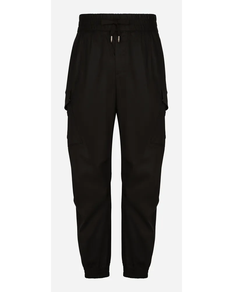 Dolce & Gabbana Cotton Cargo Pants With Branded Tag - Uomo Pantaloni E Shorts Blu Cotone Blu