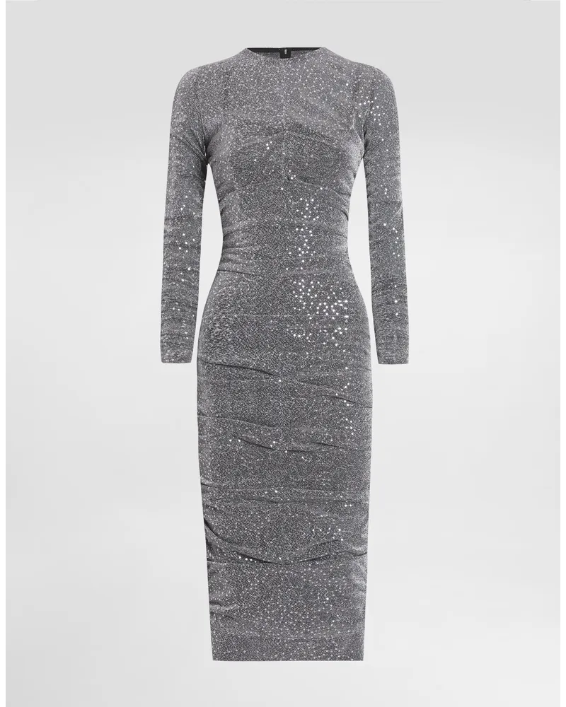 Dolce & Gabbana Abito Longuette Drappeggiato In Paillettes - Donna Abiti Argento Argento