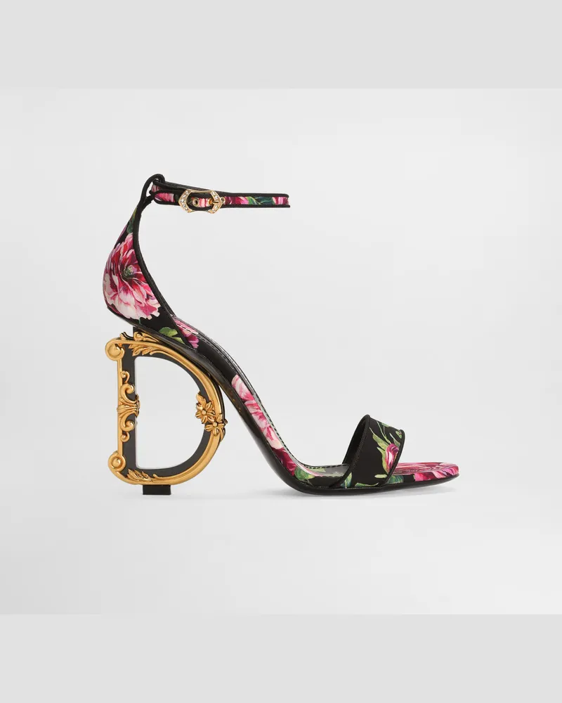 Dolce & Gabbana Sandalo Dg Barocco In Raso - Donna Sandali E Zeppe Stampa Stampa