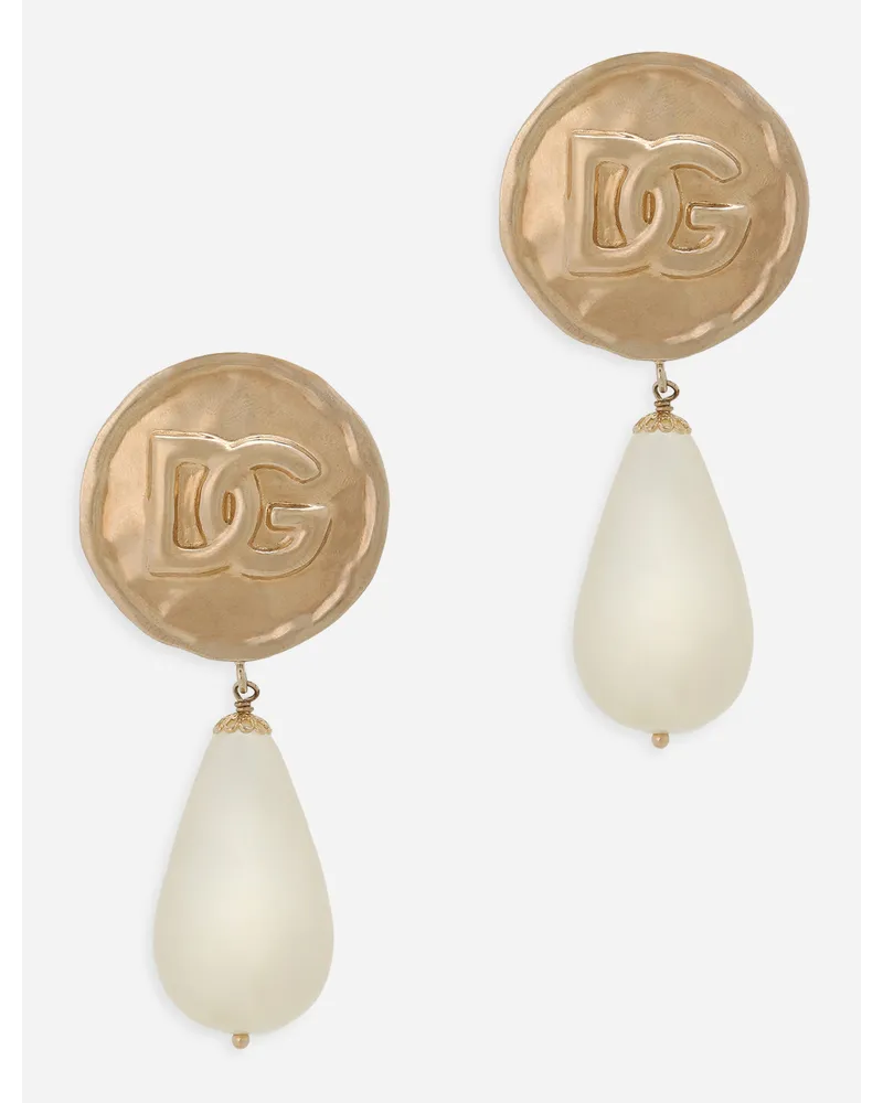 Dolce & Gabbana Orecchini Con Logo Dg E Pendenti A Goccia - Donna Bijoux Oro Metallo Oro