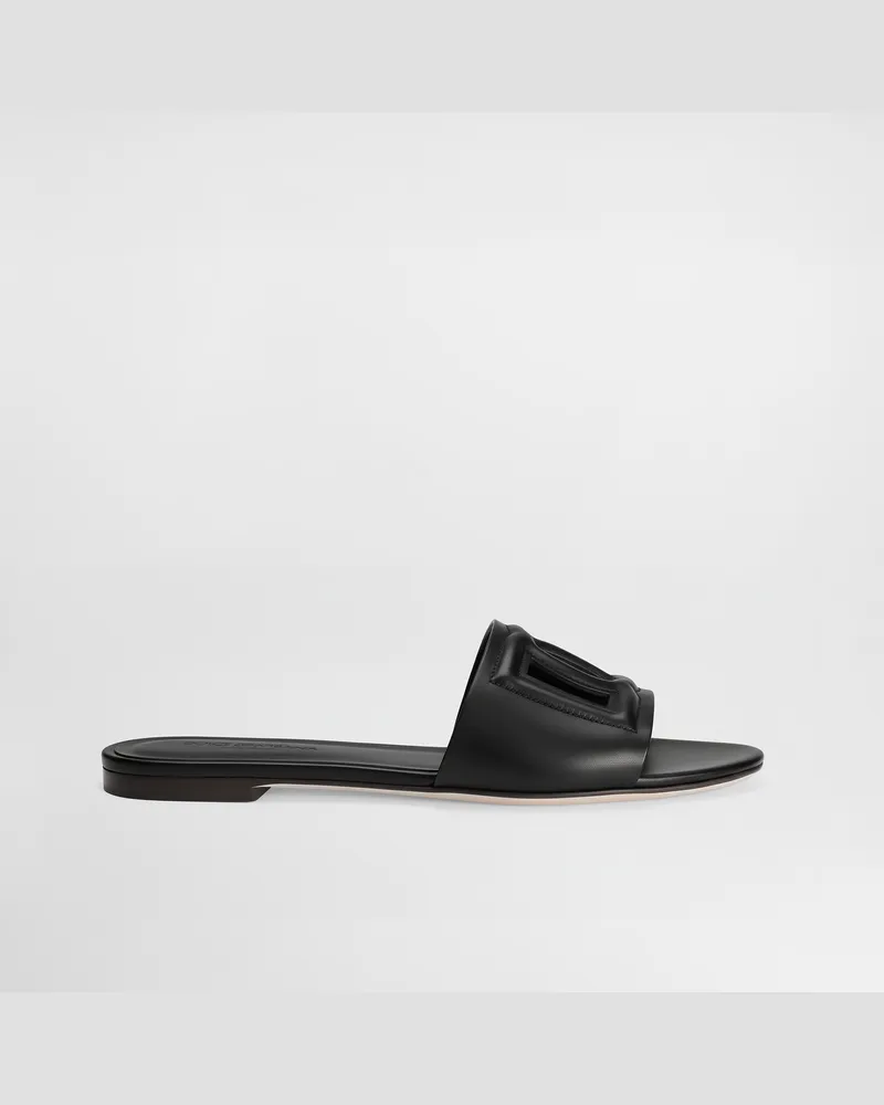 Dolce & Gabbana Slide In Pelle Di Vitello E Logo Dg Millennials - Donna Slide E Mule Nero Pelle Nero