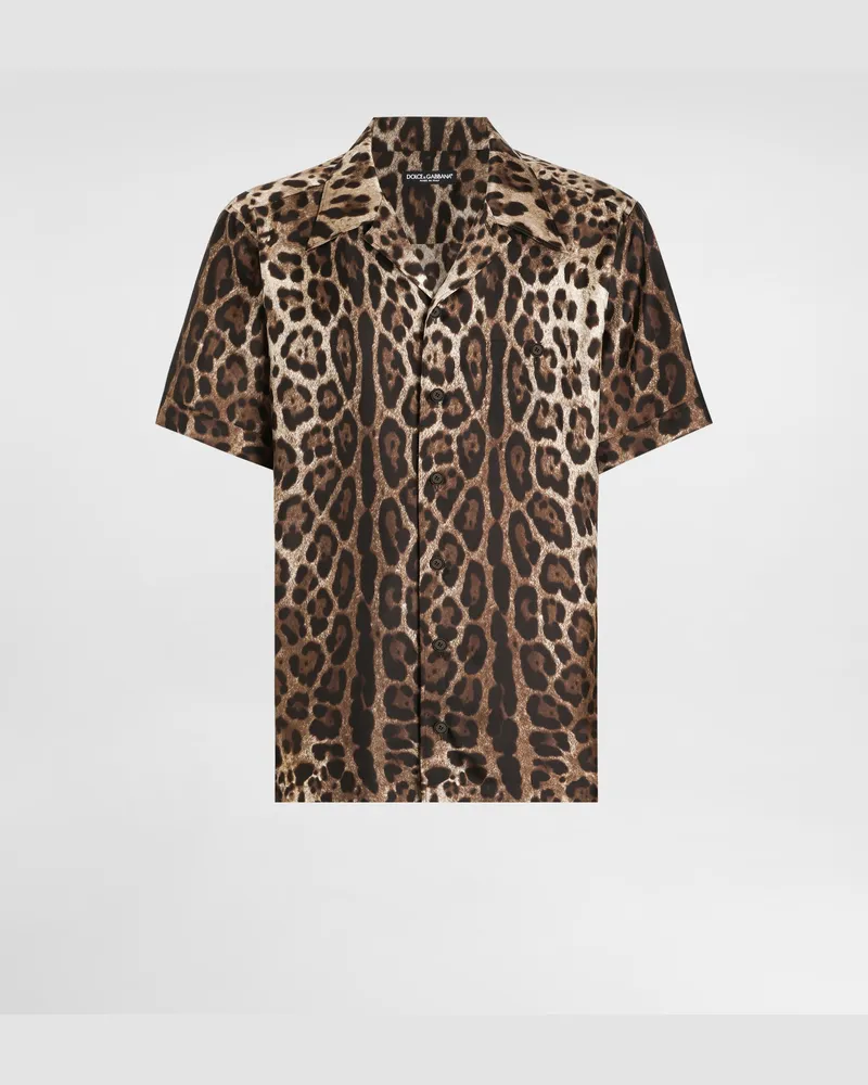 Dolce & Gabbana Camicia In Seta Stampa Leopardo - Uomo Camicie Stampa Animalier Leo