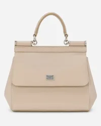 Dolce & Gabbana Borsa A Mano Sicily Media - Donna Borse A Mano Beige Pelle Cappuccino